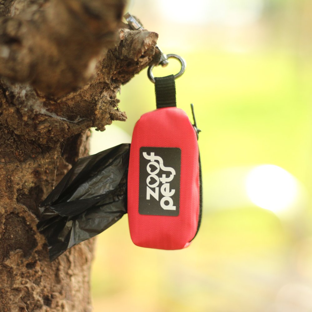 Red Dog Poop Bag Holder