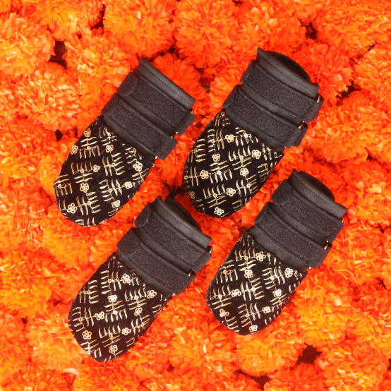 Black and gold wedding shoes for dogs